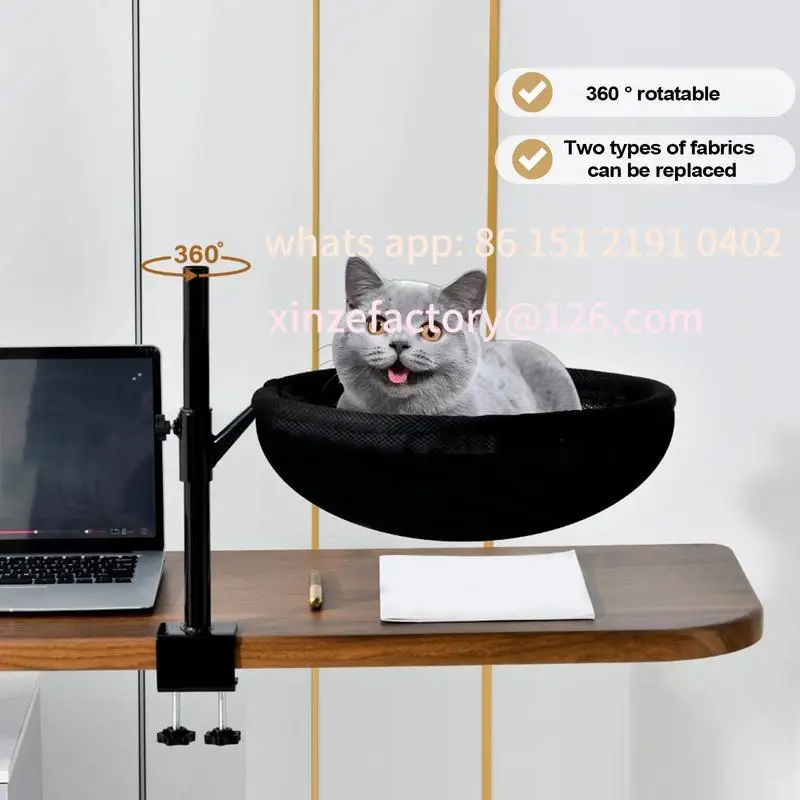 

Customizable Cat Desk Mounted Cat Bed Hammock 360 Rotating Nest Pet Supplies