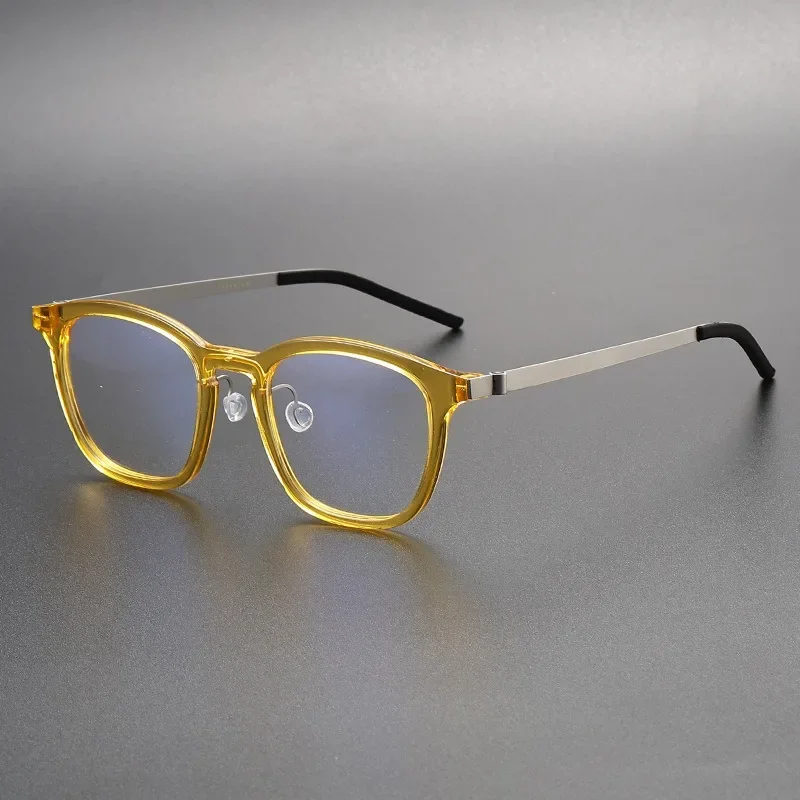 

Denmark Brand Designer Prescription Acetate Glasses Men's Screwless Large Frame 1047 Myopia Titanium Business Glasses for Women