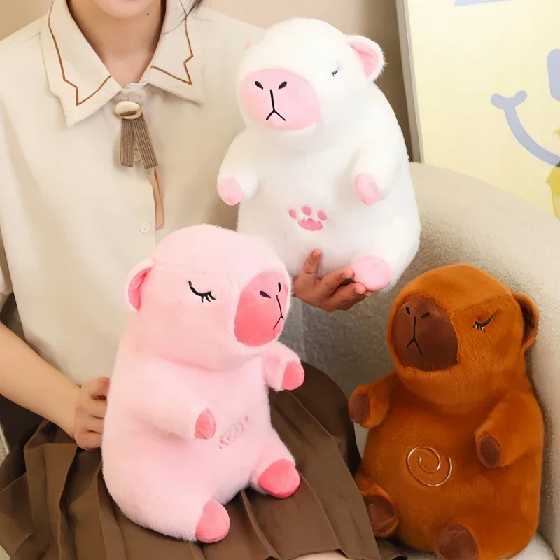 30cm Baby Stuffed Animals with Sound and Light Plush Toys Breathing Capybara Sleeping Appease Companion Snoring Christmas Gift