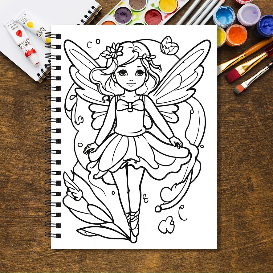 Cute Fairy Coloring Book for Adults - 8.3x 11.2 Inch 32 Page Coloring Book - Helps Reduce Stress and Ease Emotions