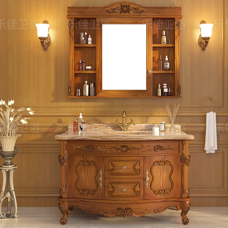 Bathroom Cabinet Red Oak Antique Bathroom Cabinet Solid Wood Wash Desk Bathroom Marble Wash Basin Cabinet Combination