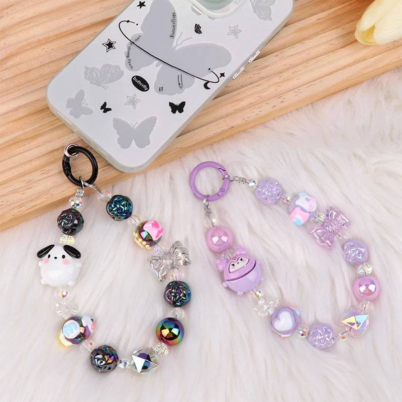 Pendentif Sanurgente Hello Kitty Kawaii avec dragonne nœud papillon, étui pour écouteurs, sac décoratif, Cinnamoroll Kuromi My Melody, JOW pour téléphone, carte