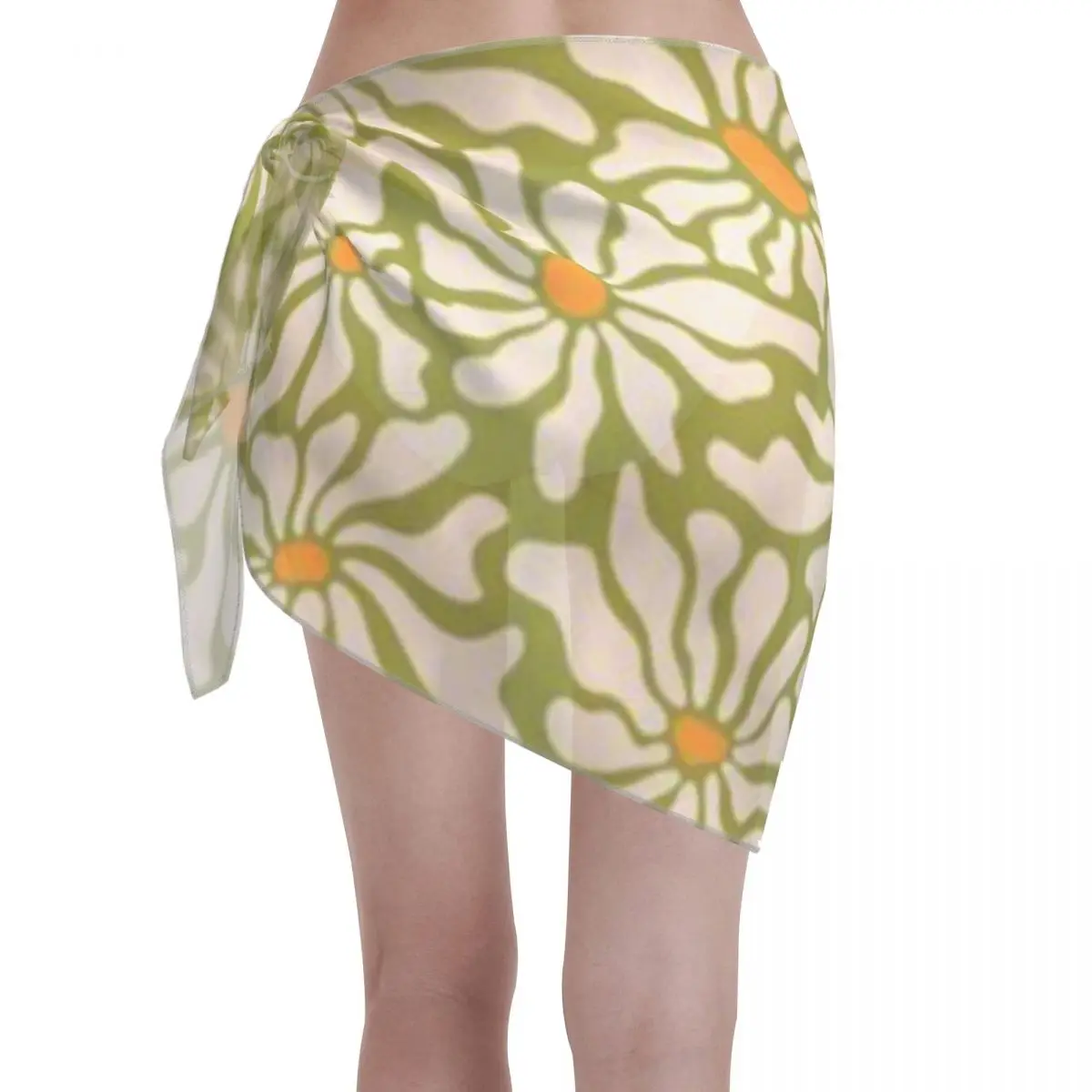 Promotion Light Green Bloom Retro Floral Pattern Women's Beach Wrap SkirtTropical Resort Daily Wear Boho Beach Wrap