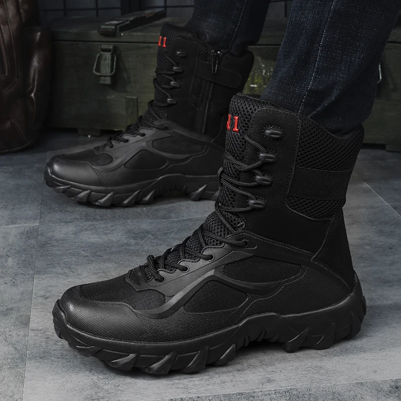 Men Tactical Boots Autumn Special Forces Field Man Boot Lightweight Outdoor Non-Slip Waterproof Shoes Zapatillas Hombre