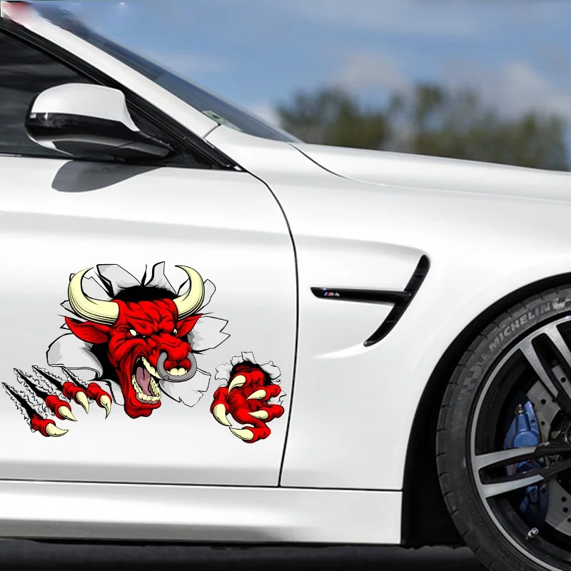 

1PC Black Panther Hole Tear Effect Sticker (Black White Red Yellow) Waterproof Vinyl Decals for Car Decor