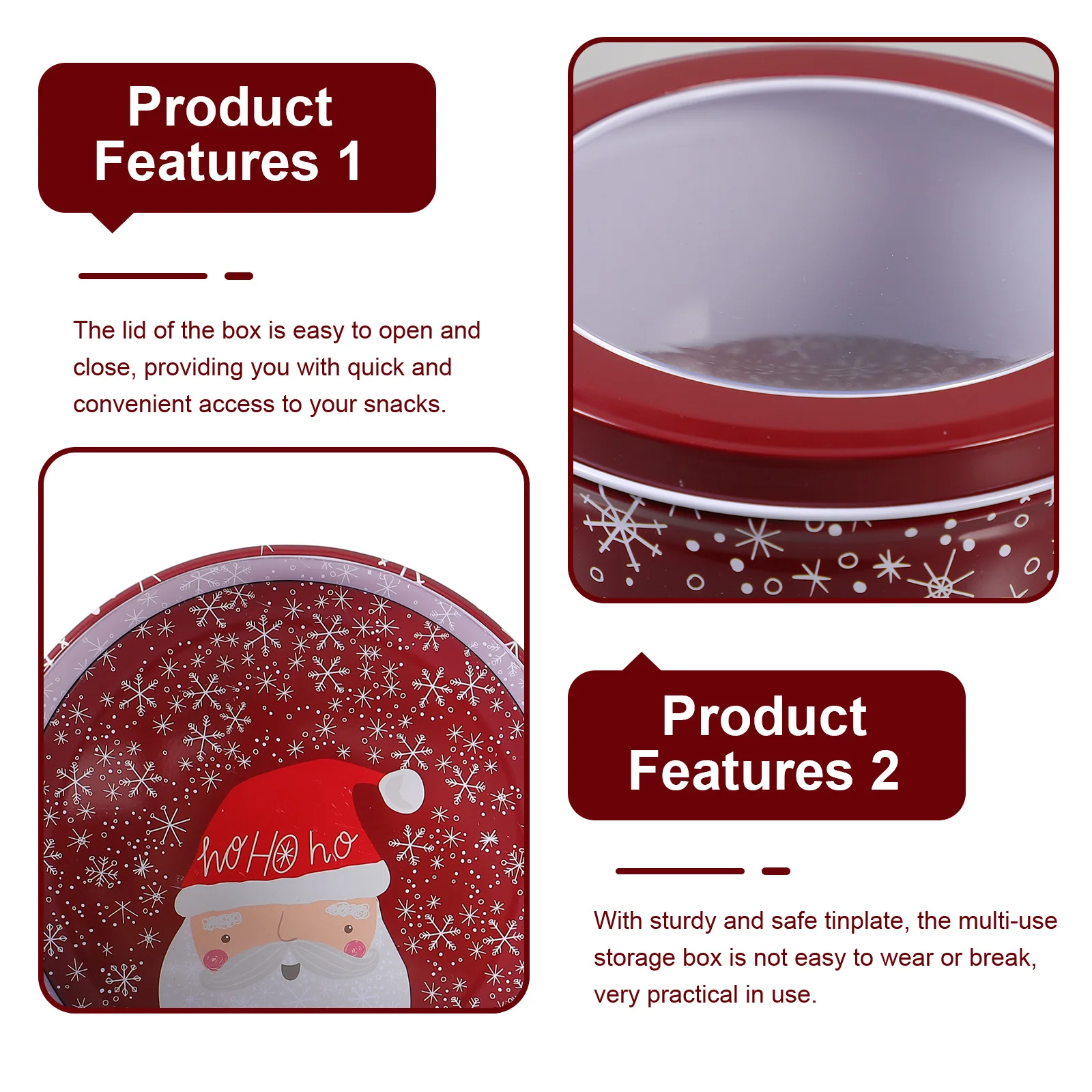 

1pc Christmas Tin Box Cookie Tin With Lid Xmas Gift Packaging Storage For Candy Biscuits Treats Holiday Party Decor Tinplate