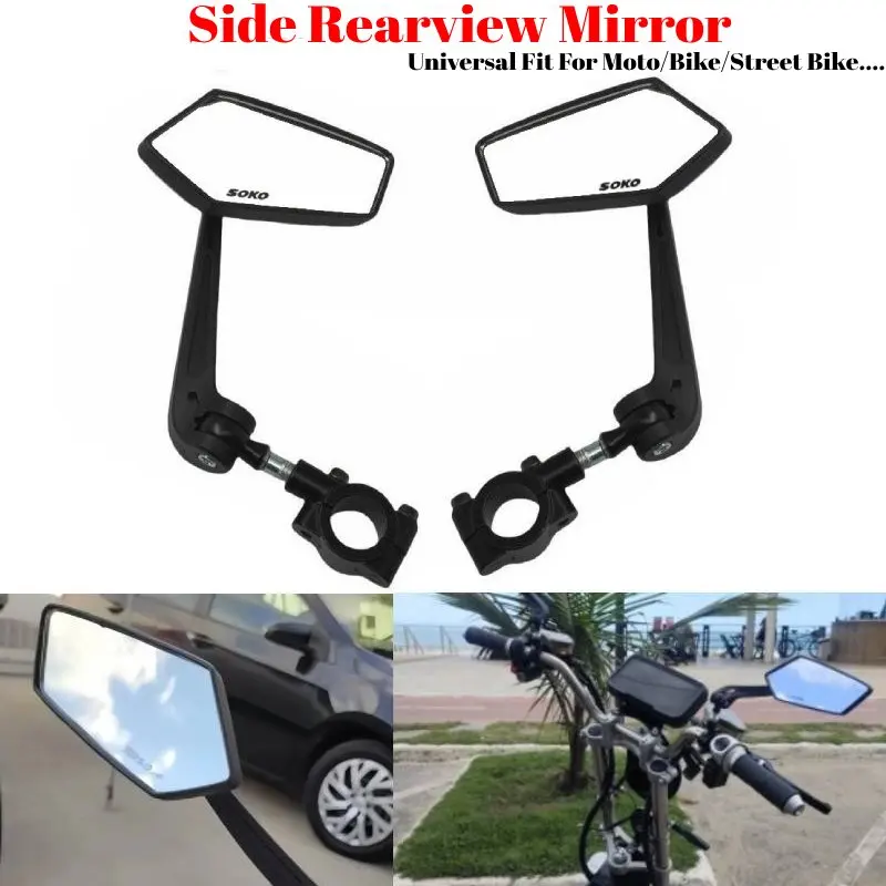 

Universal Bike Handlebar Mirrors Motorcycle Rear View Mirror HD Wide Angle & 360° Rotating Back Sight Rearview Motorcycle Mirror
