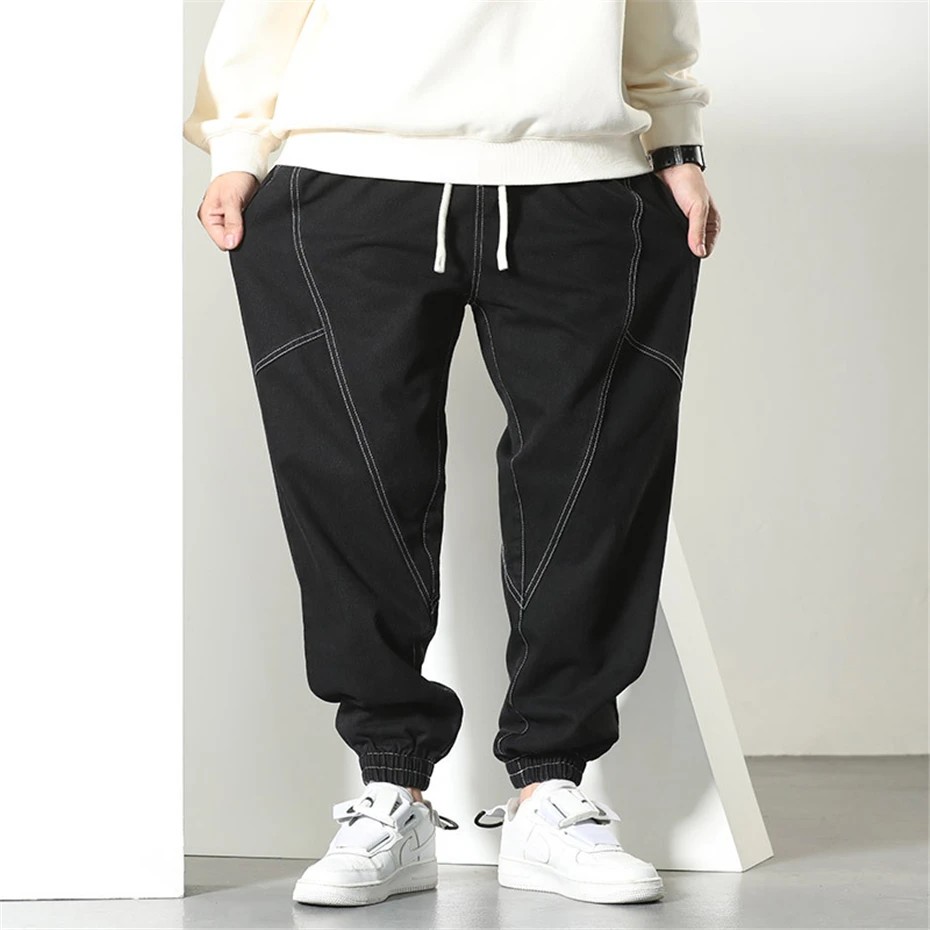 6XL 플러스 사이즈 헐렁한 청바지 남성 조깅 바지 패션 캐주얼 데님 바지 남성