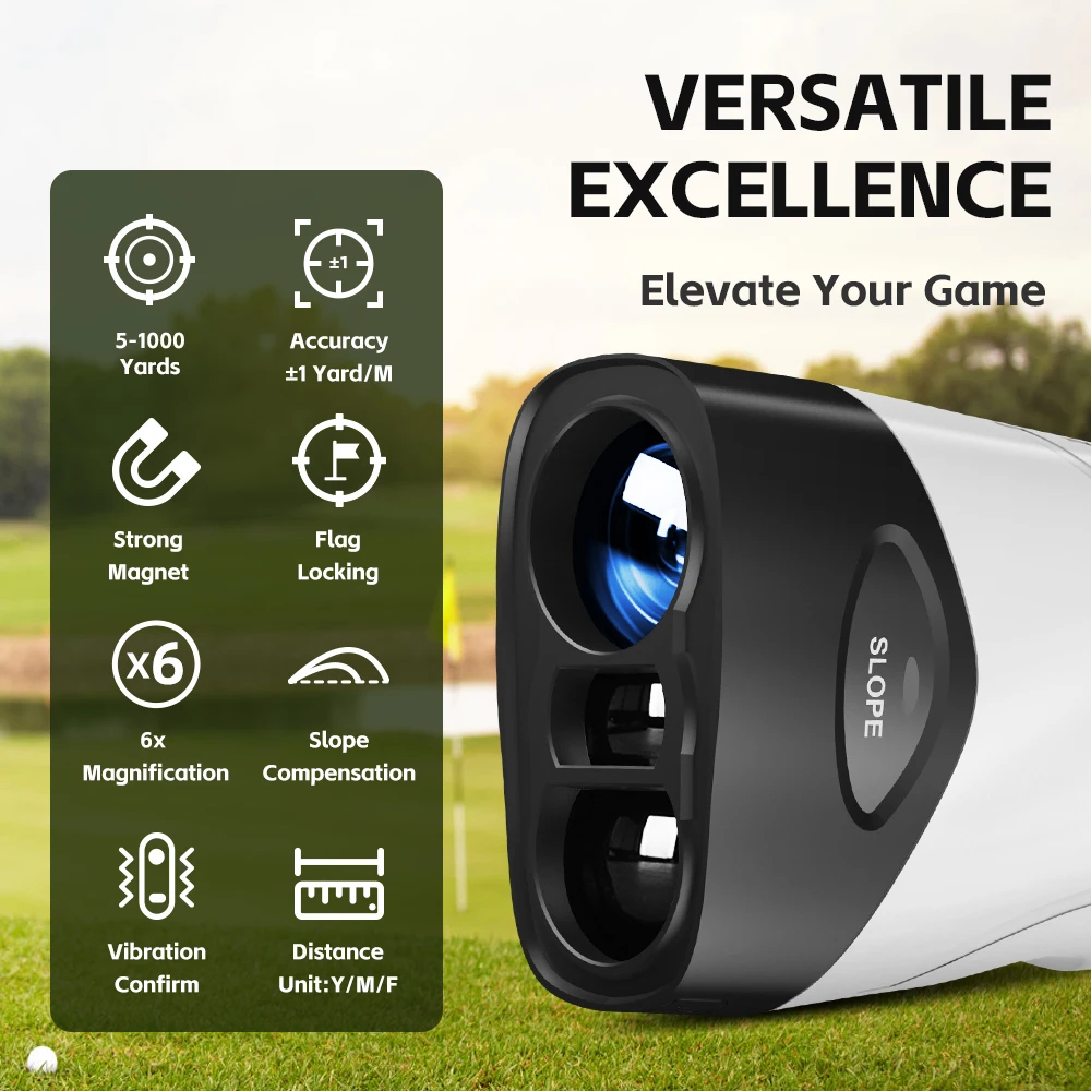 REVASRI 1000 Yards Golf Laser Range Finder with Magnetic Slope Compensation Flag Lock Vibration USB-C Rechargeable for Golfers