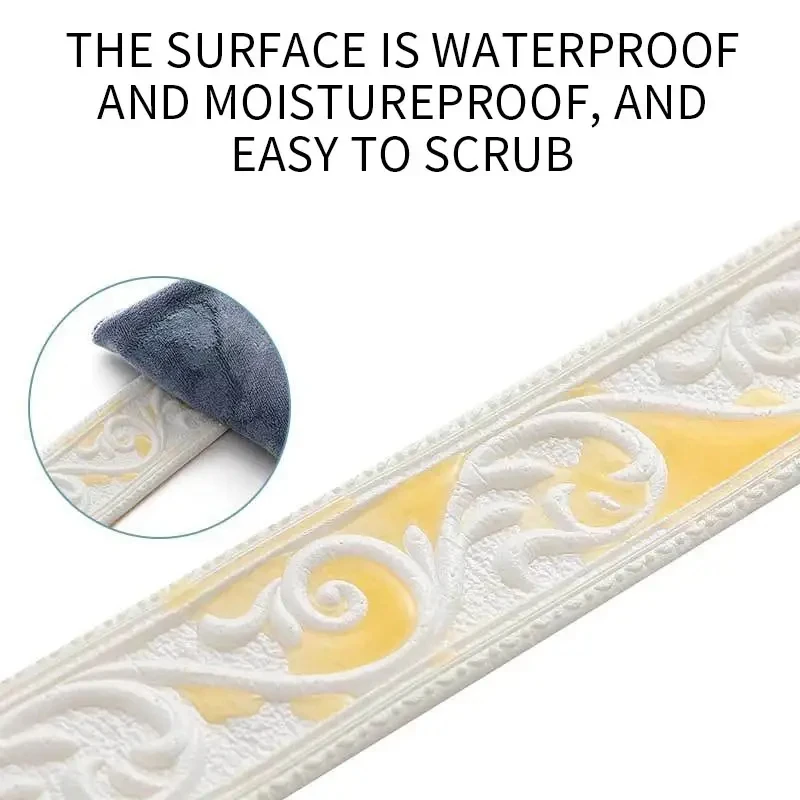 Self-Adhesive Waistline Skirting Line Decor Strip Wall Stickers Border DIY Room Decor Home Waterproof Baseboard Wallpaper Stick