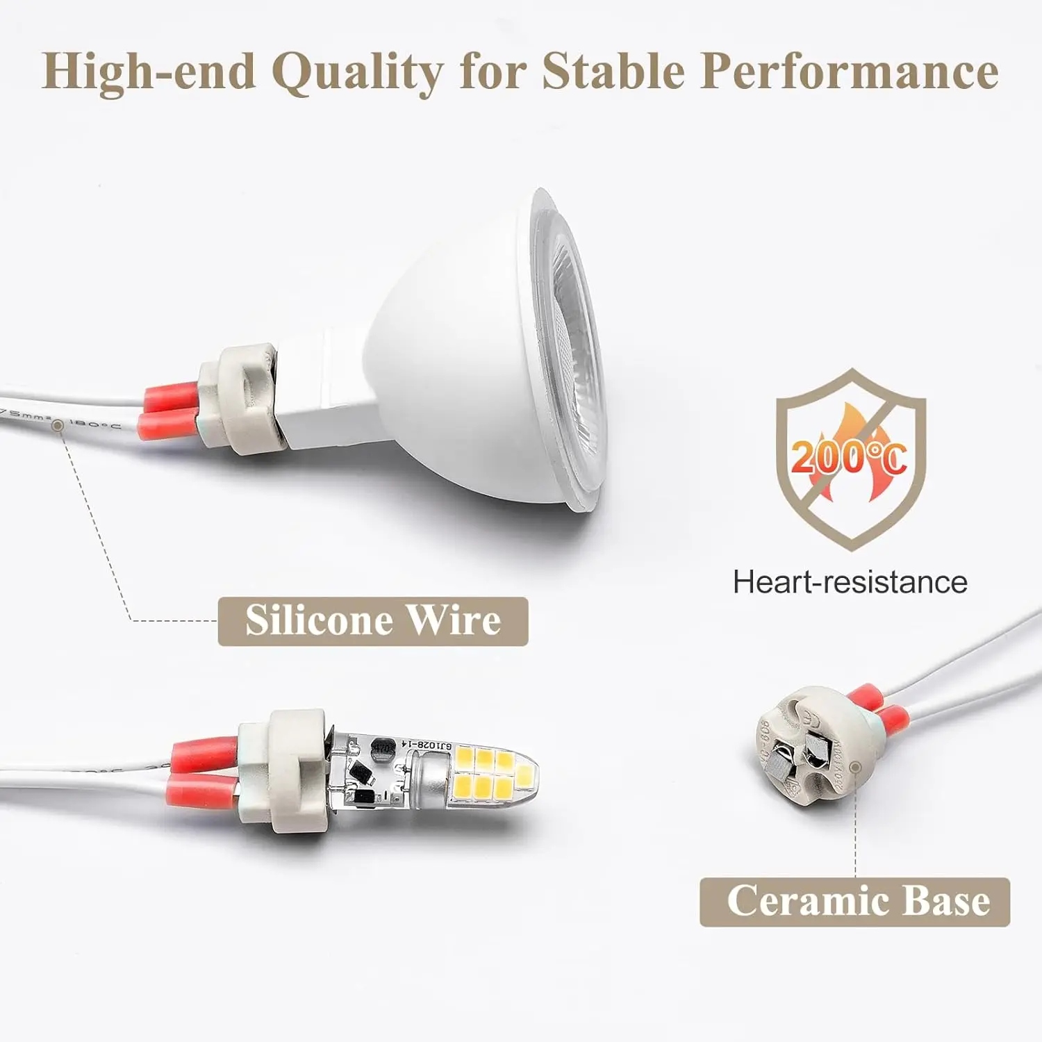 G4, GU5.3 Bi-Pin Ceramic Base Socket, MR16, MR11 Halogen Incandescent LED Bulb Holder Wire Connector (6pcs)