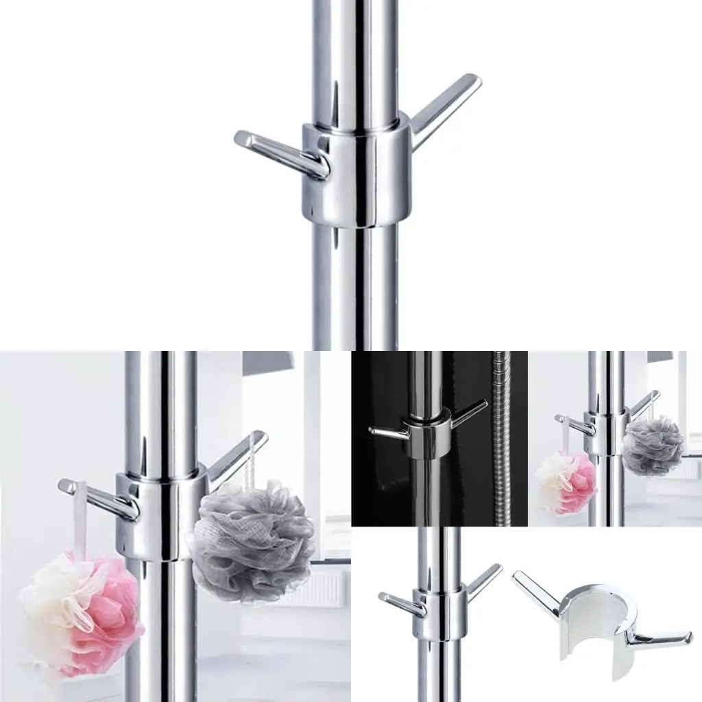 

Shower Bar Hook Rustproof Shower Faucet Hook Quick Setup Shower Rod Hook Simple Installs for Hanging Towels In Bathroom