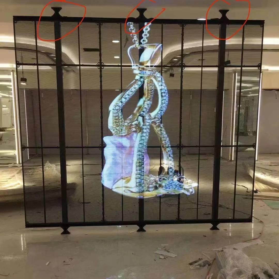 Indoor HD P3.91-7.81 Transparent LED Video Wall Fixed Behind Store Glass for Advertising