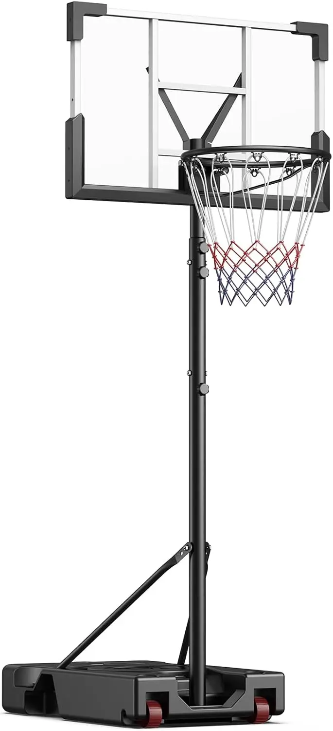 Basketball Hoop Outdoor, 10FT Adjustable Height, Portable Basketball Hoops Goal Court System w/ 45in Shatterproof Backboard