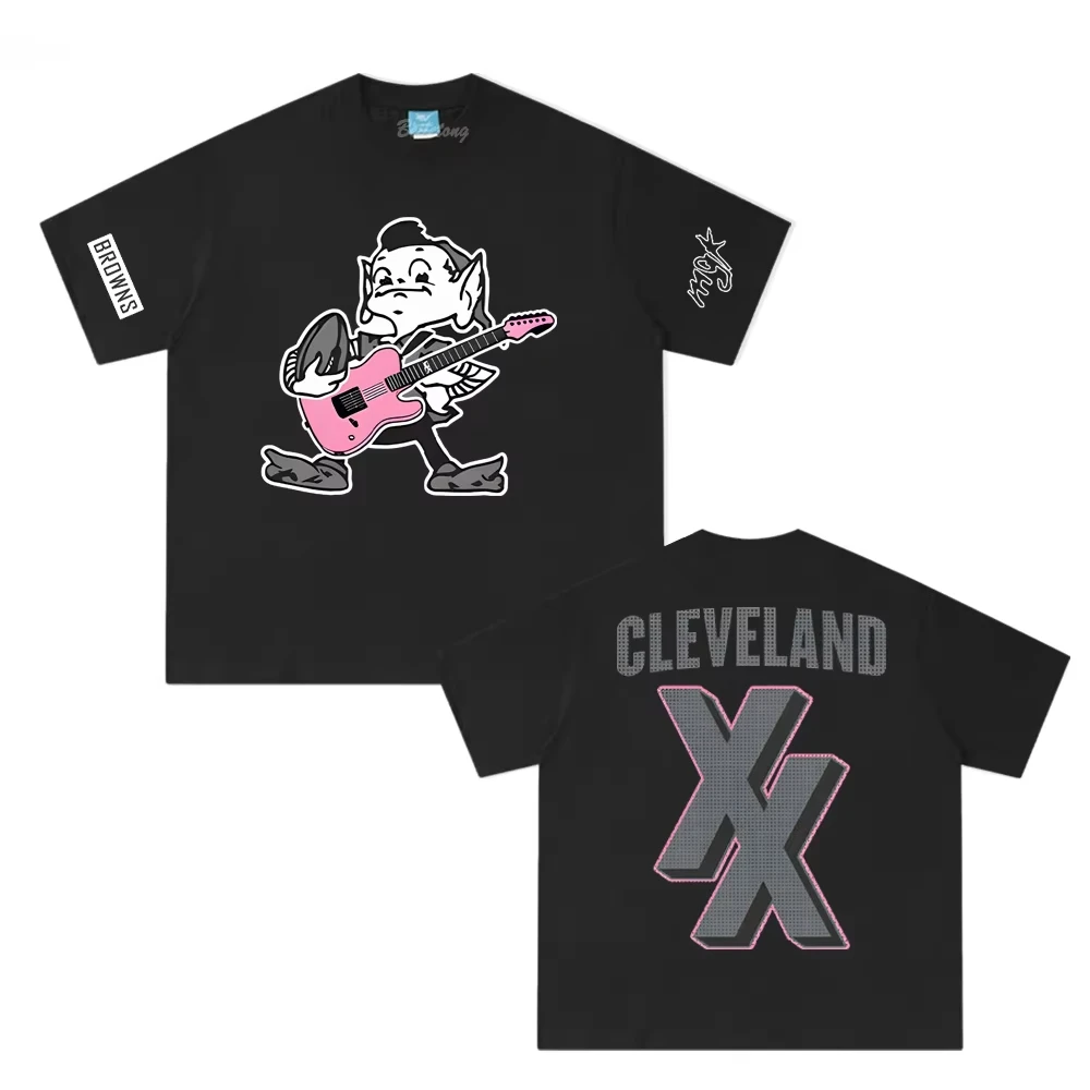 تي شيرت Mgk X Cleveland Browns تي شيرت Mgk للمغني بنفس النمط عالي الجودة 100% قطن مريح Camisetas تي شيرت صيفي Harajuku