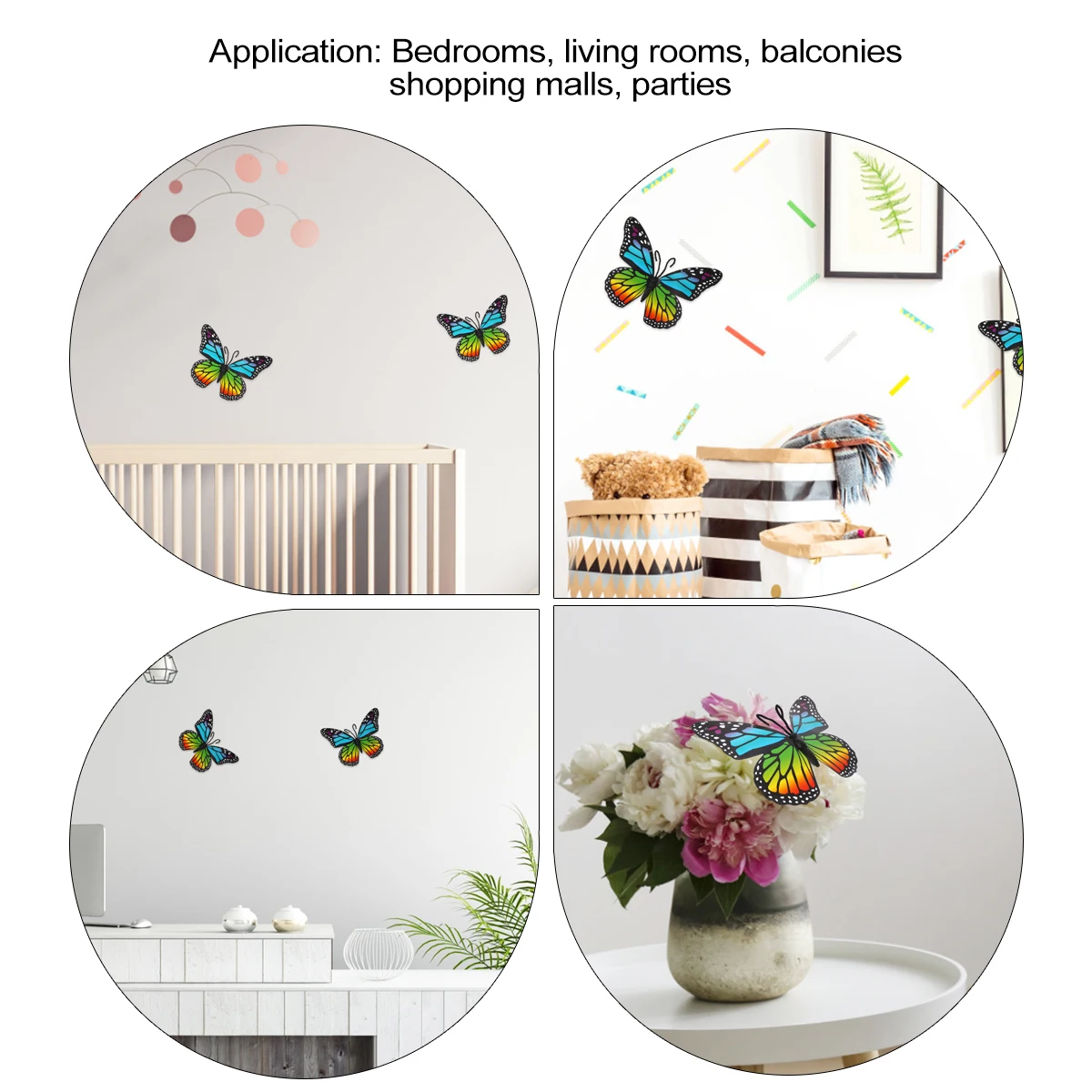 

1pc 3D Artificial Decor Wall Sticker Fridge Decoration Plastic Handcrafts Diy Butterflies Wall Decoration For Kids Room Bedroom