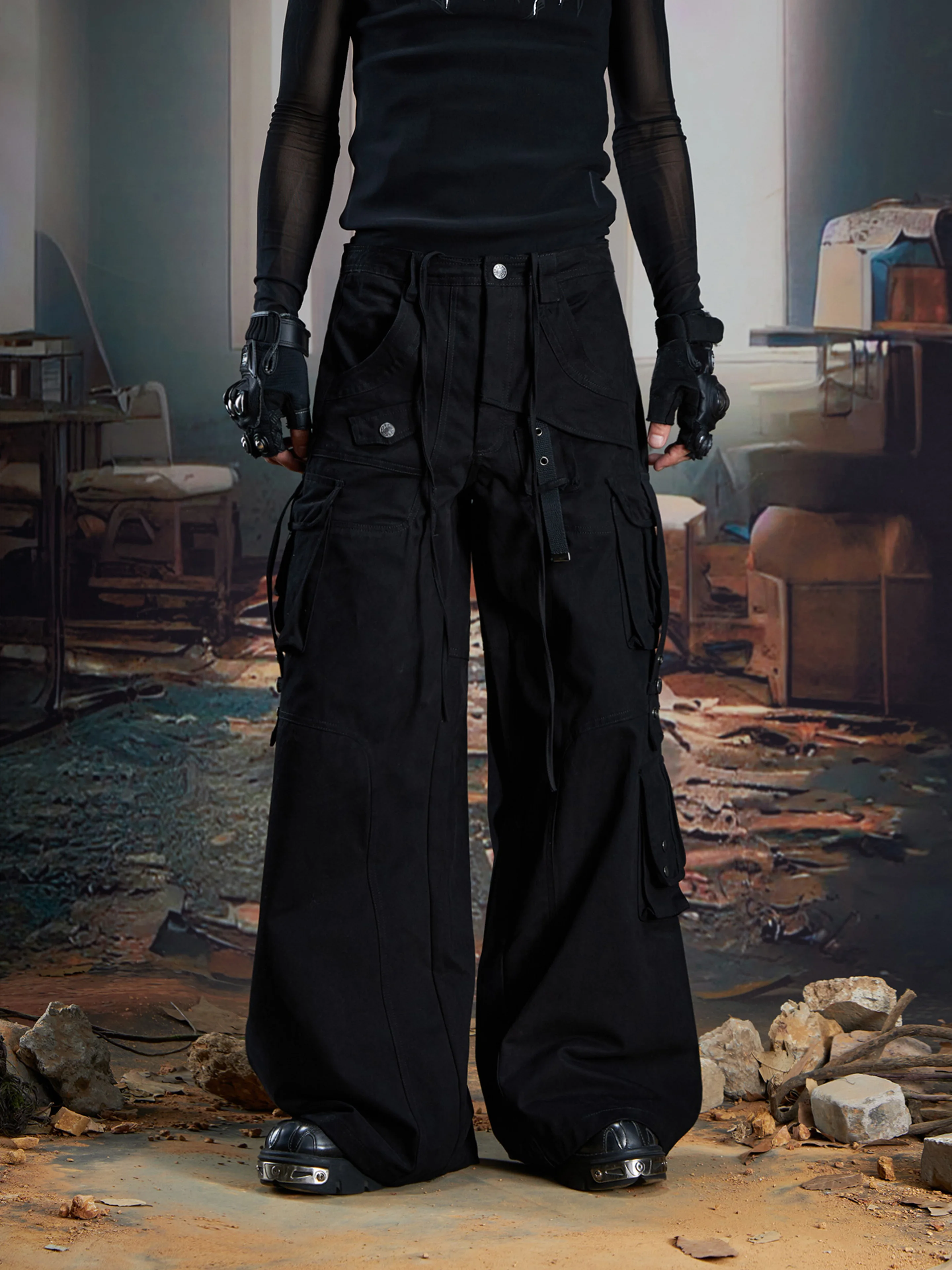 Special-Interest Design American Casual Street Deconstruction Stitching Multi-Pocket Cargo Pants