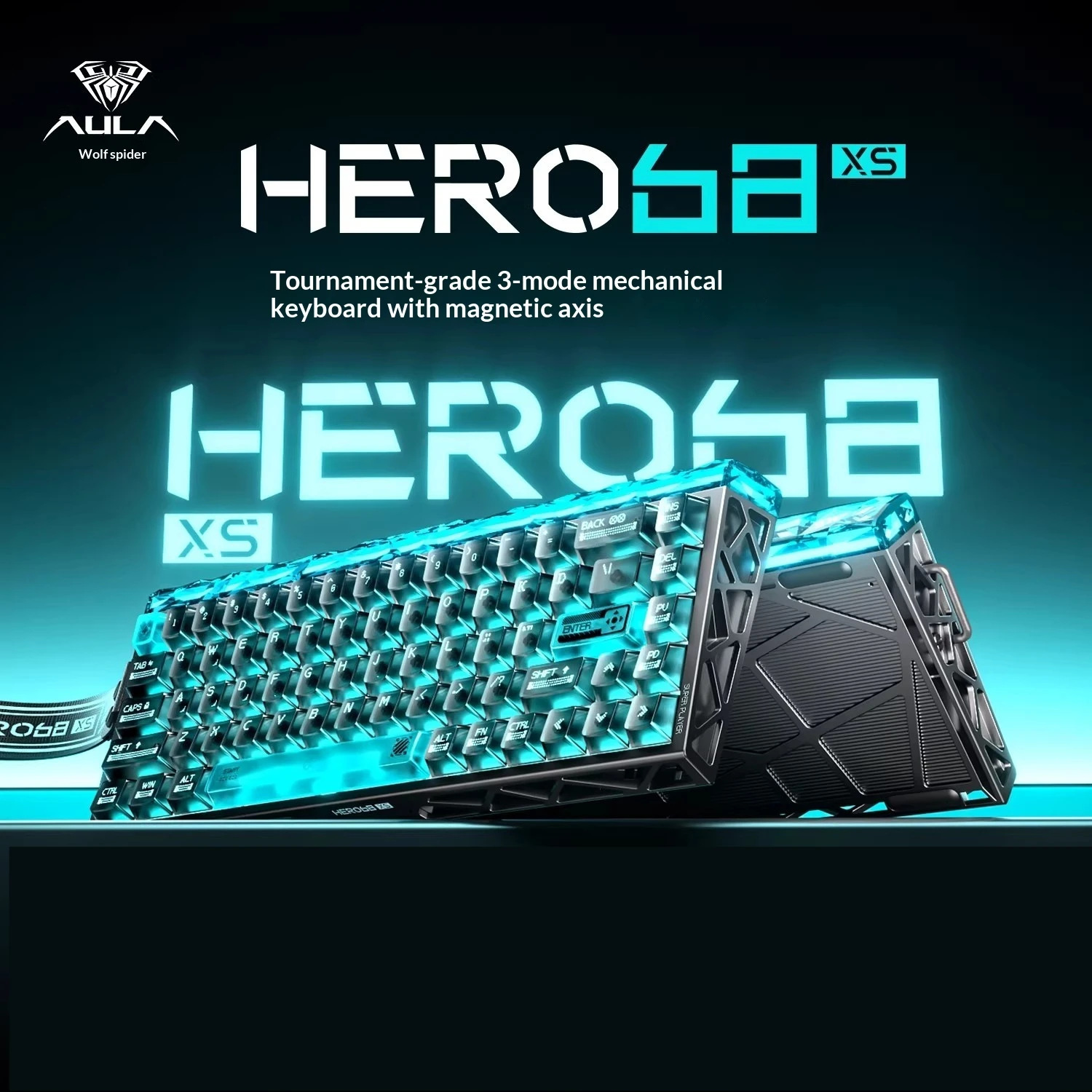 Aula Hero68xs 마그네틱 스위치 키보드 무선 트라이 모드 할로우 아웃 저 지연 시간 커스텀 E-스포츠 게이밍 기계식 키보드 PC 선물