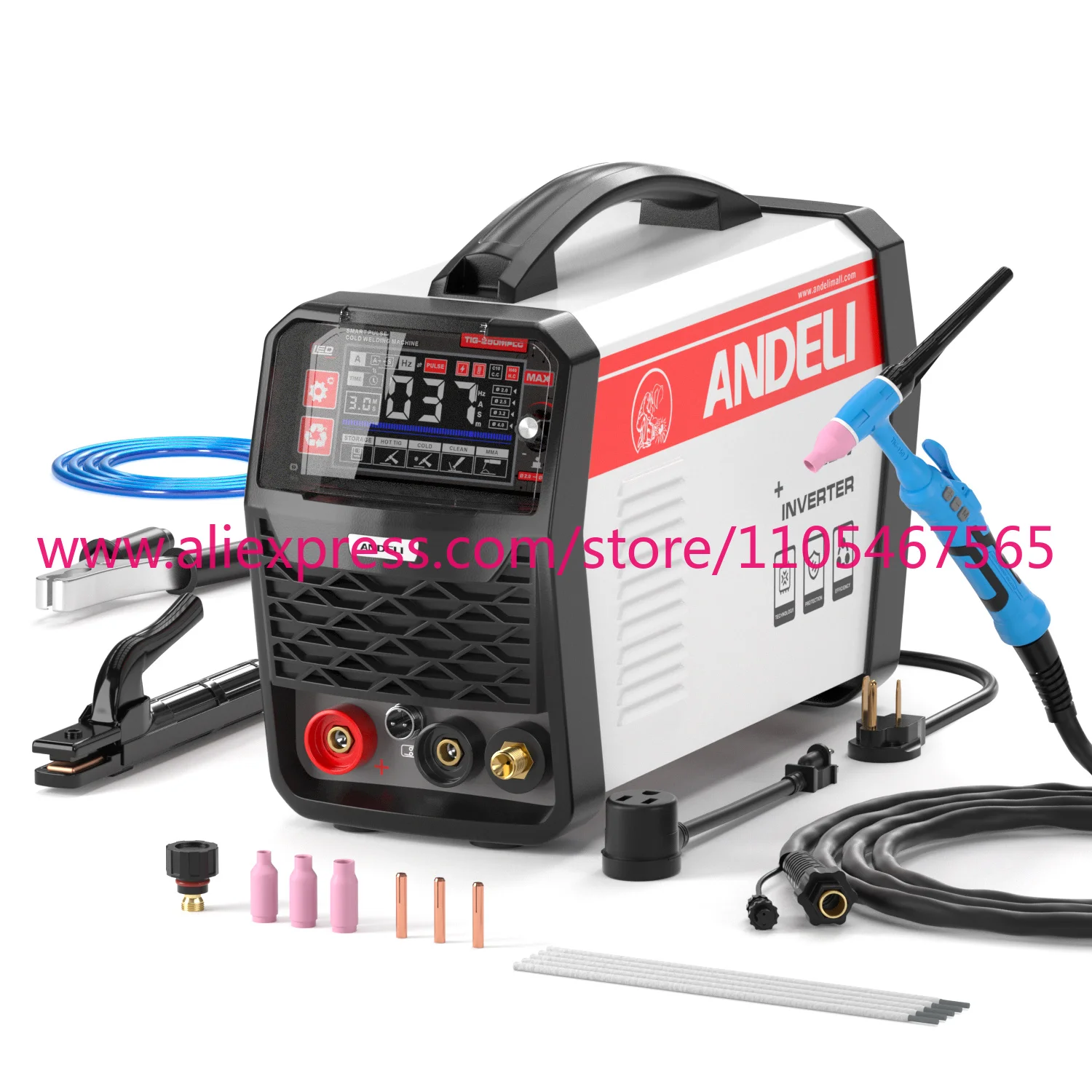 1PCS ANDELI TIG-250MPLC 220V TIG MMA CLEAN COLD Multifunctional Welder with Remote Control Torch