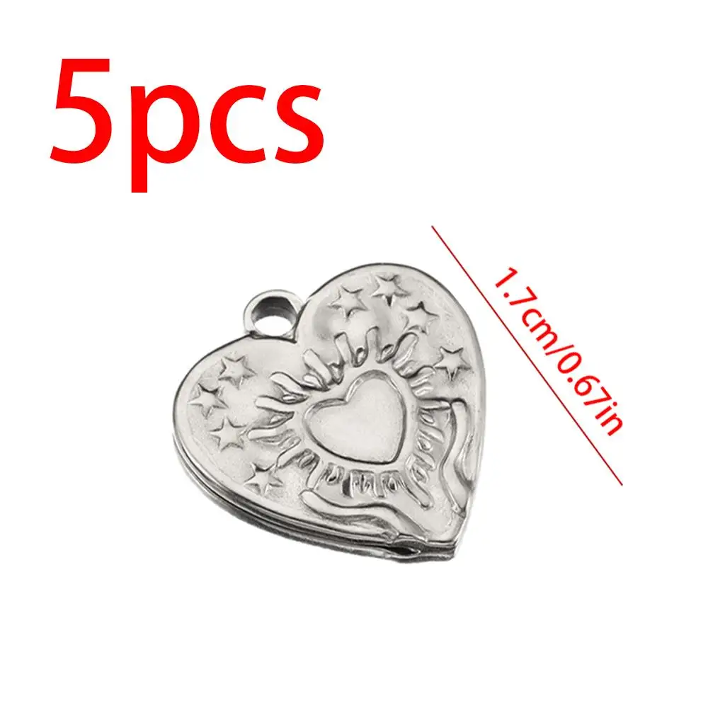 5 pz 1.7cm Vintage in acciaio inox cuore sole Charms ciondolo per fai da te donna uomo collana fai da te catena gioielli che fanno accessori regalo
