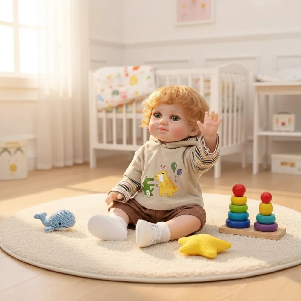 Cloveray 20-Zoll-Ganzkörper-Vinyl, realistische wiedergeborene Babypuppe, superweiche Vinylpuppe, handgefertigt, hochwertiges Original-Weihnachtsgeschenk für Kinder