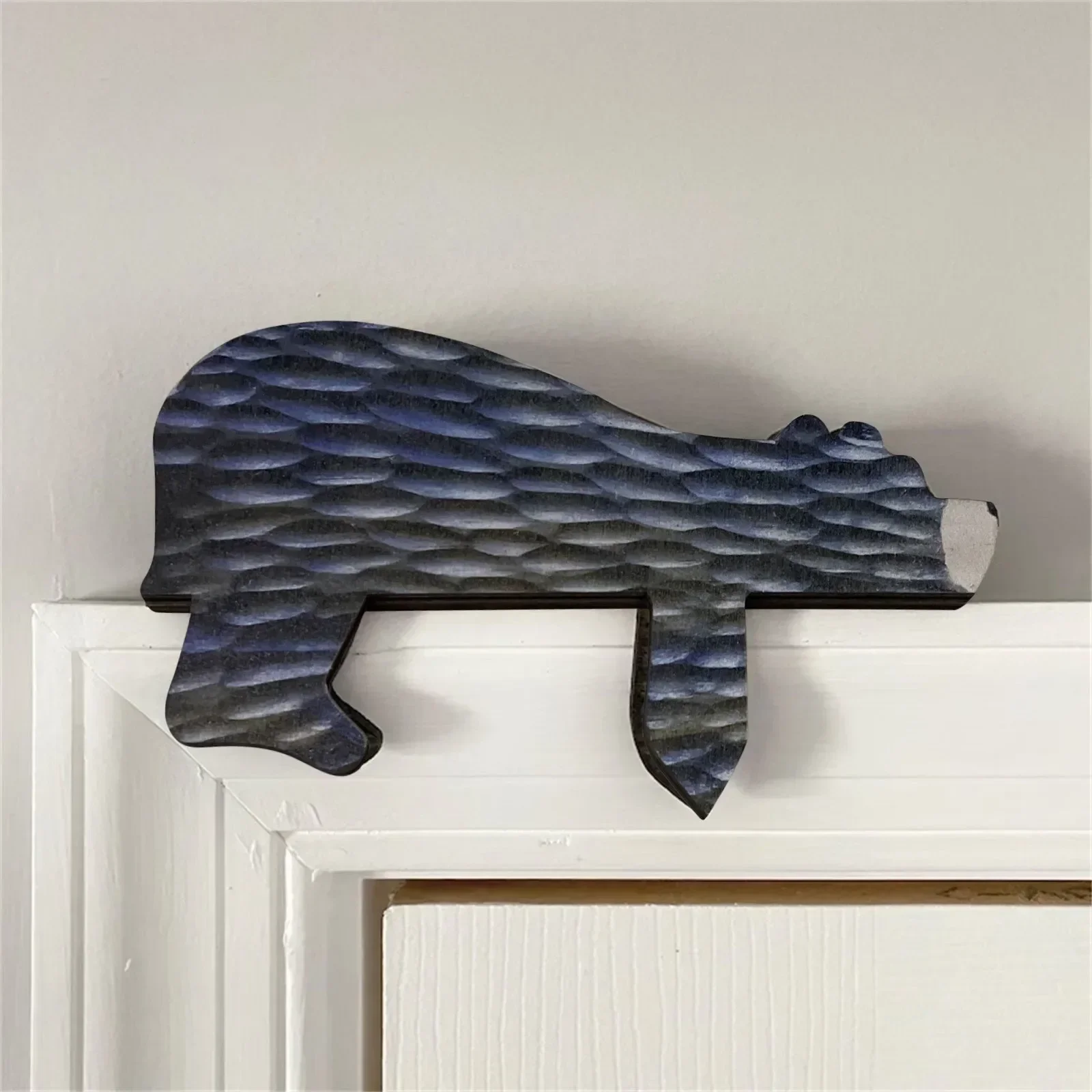 Wooden Bear Door Topper Door Sculpture In Your Corner Creative Figurines Statue Home Art Wall Home Decor Miniatures