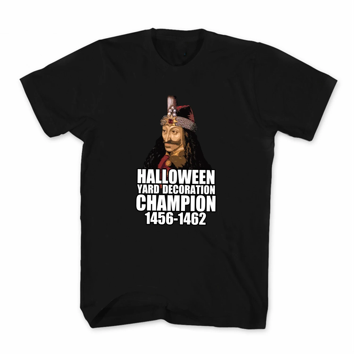 

Halloween Yard Decoration Champion Vlad The Impaler Dracula T-Shirt. Summer Cotton Short Sleeve O-Neck Mens T Shirt New S-3XL