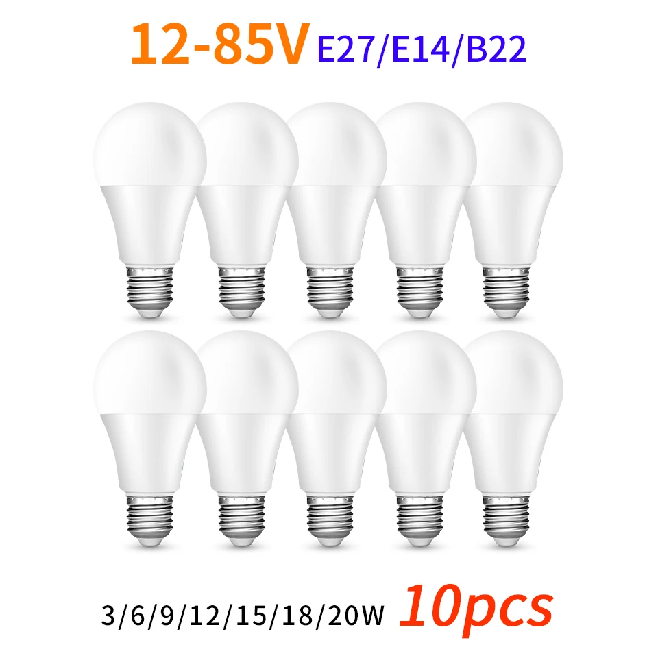 10 Stks/partij E27 E14 B22 Led Bulb12-85V 20W 18W 15W 12W 9W 6W 3 Wampada Led Licht Bombilla Schijnwerper Verlichting Koud/Warm Wit Lamp