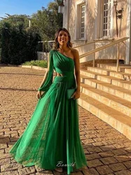 Bowith Prom Party Dresses Green One Shoulder Evening Wedding Party Gown Slim Fit eleganti abiti da Gala 2024 vestidos de noche