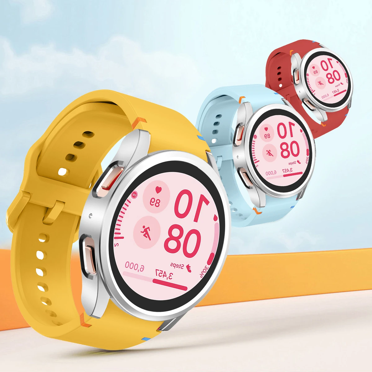 Чехол + ремешок для Samsung Galaxy Watch 7 6 5 4 40 мм 44 мм, силиконовый ремешок, защитный чехол для ПК, бампер для Galaxy Watch 6Classic 43 мм