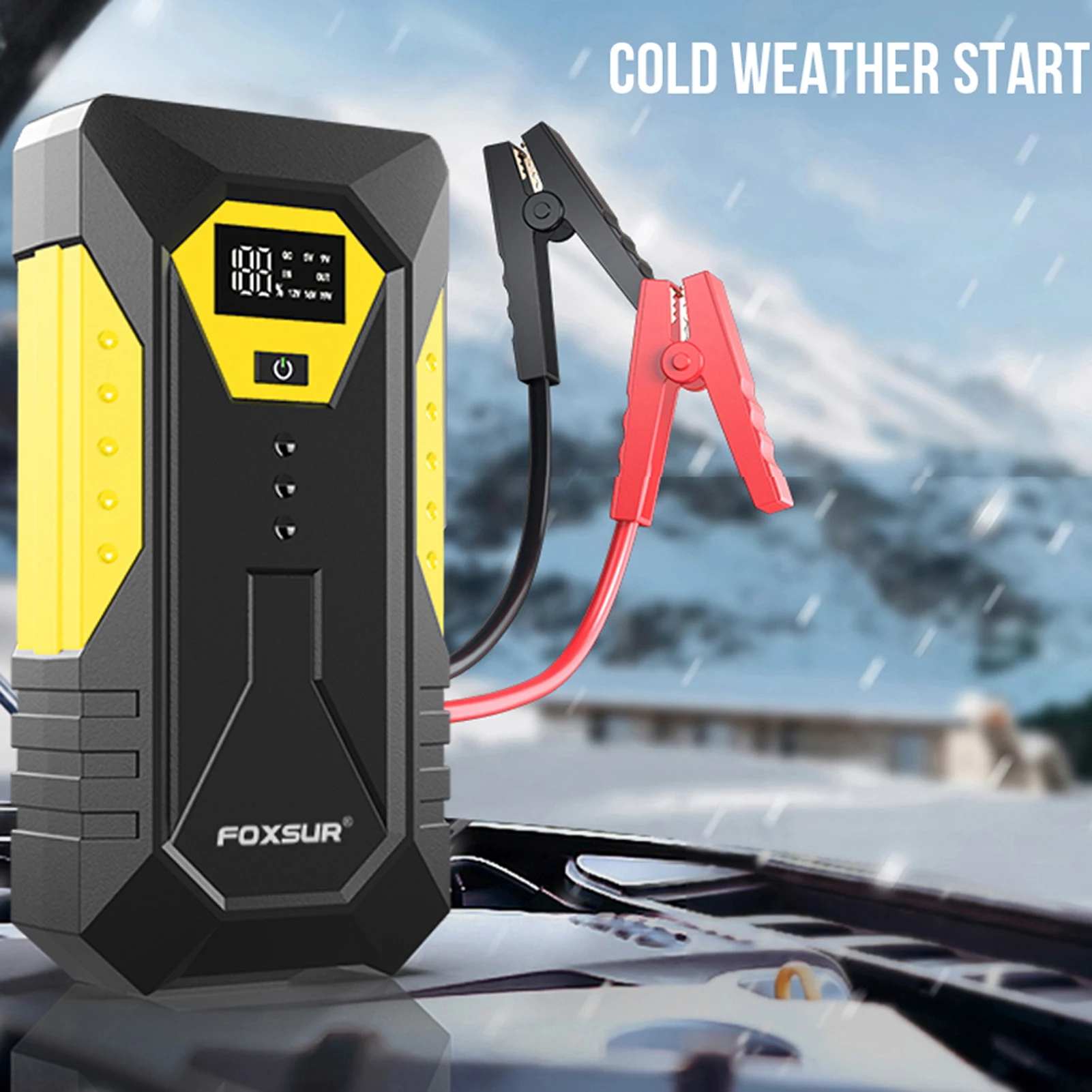 

Multifunctional Jump Starter 800A Peaks Battery Booster Power Pack (Up to 6.0L Gasoline Or 5.0L Diesels Engines) with LED Light