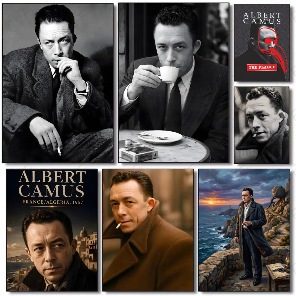 Philosophical Existential A-Albert Camus Poster Painting Wall Art Mural for Living Room Home Decor and Gifts