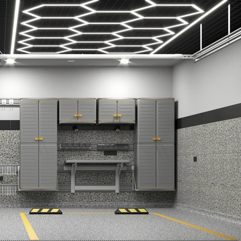 六角形ガレージライト 110-240V 6500K ハニカム天井LED照明チューブ 車のディテールショップ、サロン、ホームジム、ワークショップ、洗車場用