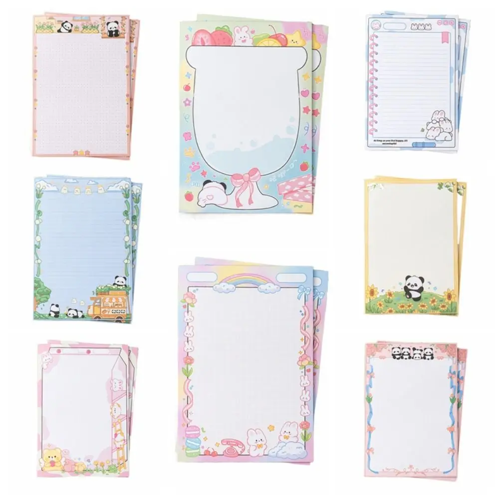 Cute B5 Cartoon Memo Pad Rabbit Pandan Sticky Notes Morandi Flower Planner Stickers Office Supplies
