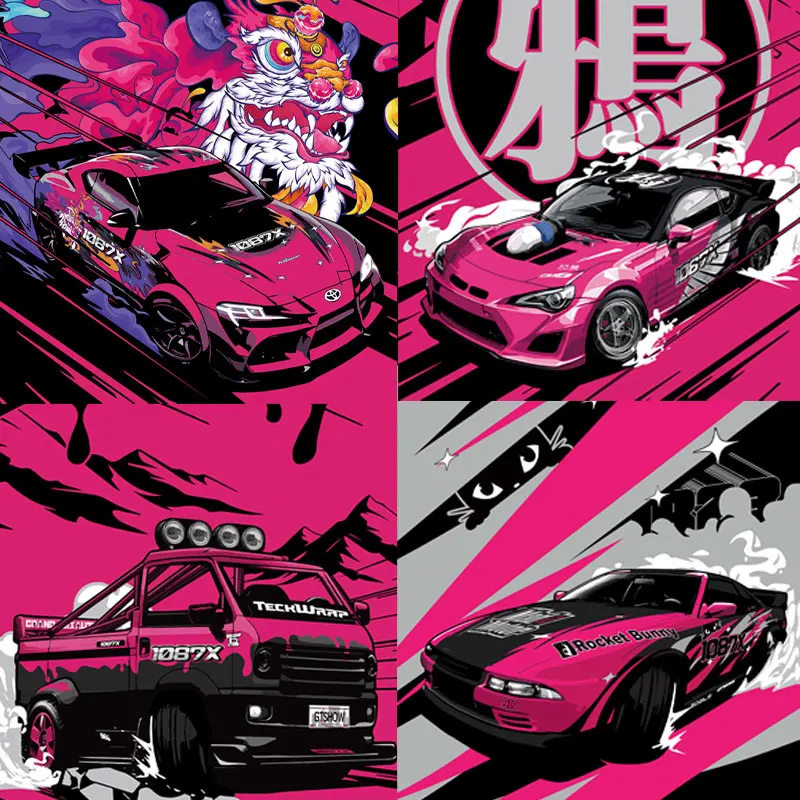 

PB 1087X Rose Pink Supercar Speed Racing Champions MOC Building Kit with Display Box Drift Vehicle Model Gifts for Kids/Adults