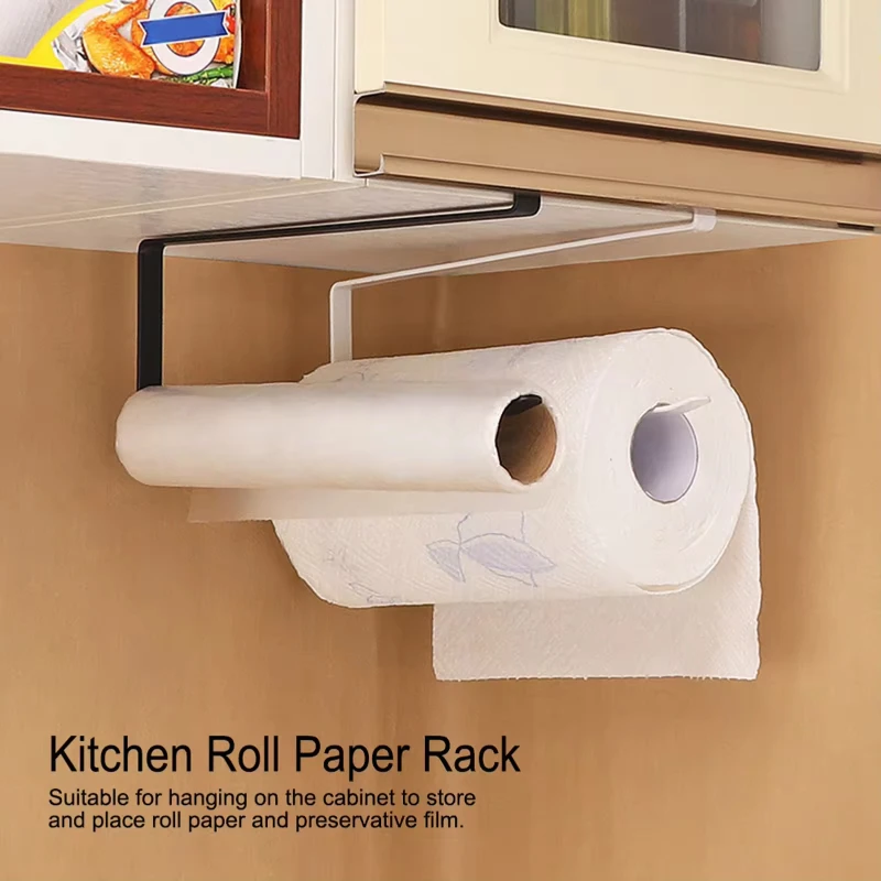 

Cabinet Partition Tissue Holder, Non Perforated Multifunctional Kitchen Storage Rack, Suitable for Cling Film Tin Foil Rolls
