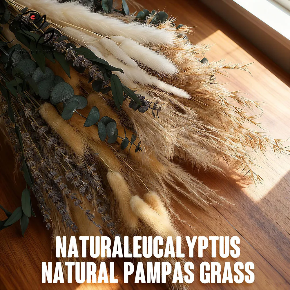 92 سيقان الزهور المجففة الاصطناعية بامباس العشب الأخضر أوراق الأوكالبتوس باقة لترتيبات المنزل ريفي الجدول زهرية حشو #6