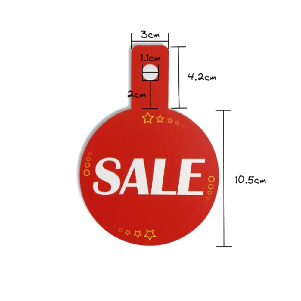 100pcs Sale Tag With Hanger Eye, Clothing Price Cards Printed Hook Swing Label Promotional Ticket Event Paper Advertising Signs