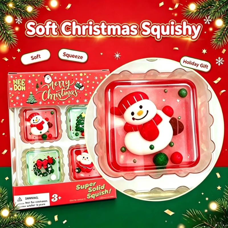 2026  New NeeDoh Nice Cube Stress Relief Fidget Toy, Mini 4 Pack Portable Squishy Squeeze Sensory Anti-Anxiety Desk Toy