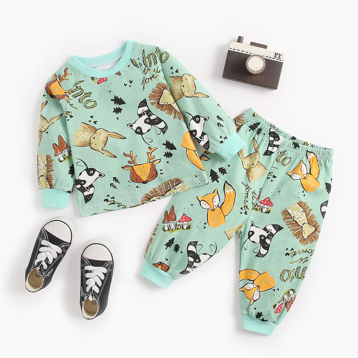 Sanlutoz Newborn Baby Boys Girls Clothing Sets Cotton Long Sleeve Tops + Pants 2Pcs Pajamas