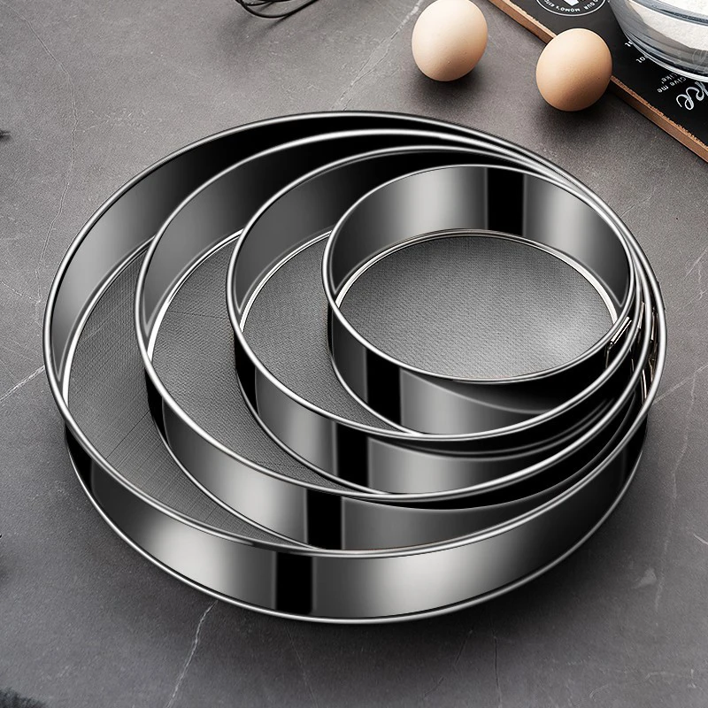 Kitchen Ultrafine Mesh Flour Sifter Professional Round Sieve Stainless Steel Sugar Sieve Cake Baking Strainer