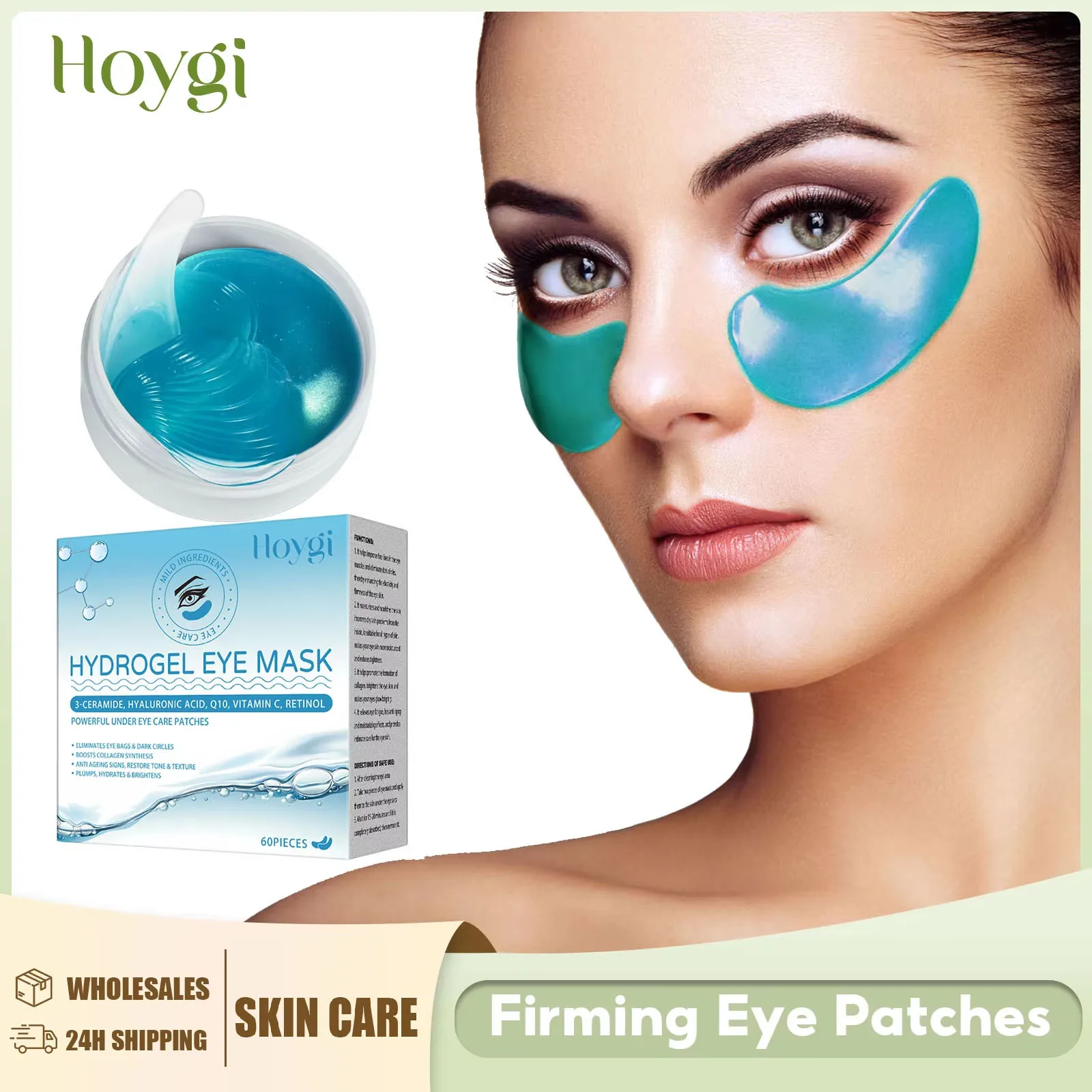60 uds. Mascarillas de Retinol para ojos, bolsas reafirmantes para ojos, antiojeras, eliminación de líneas finas, hidratante, antiarrugas, cuidado de la piel, parches para ojos