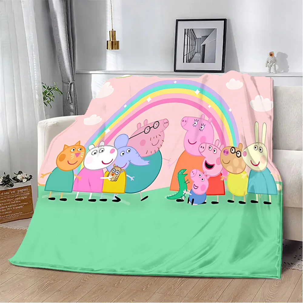 Printed Blanket Picnic Blankets Warm Blanket Soft and Comfortable Blanket P-Peppa Pigs Home Travel Birthday Gift