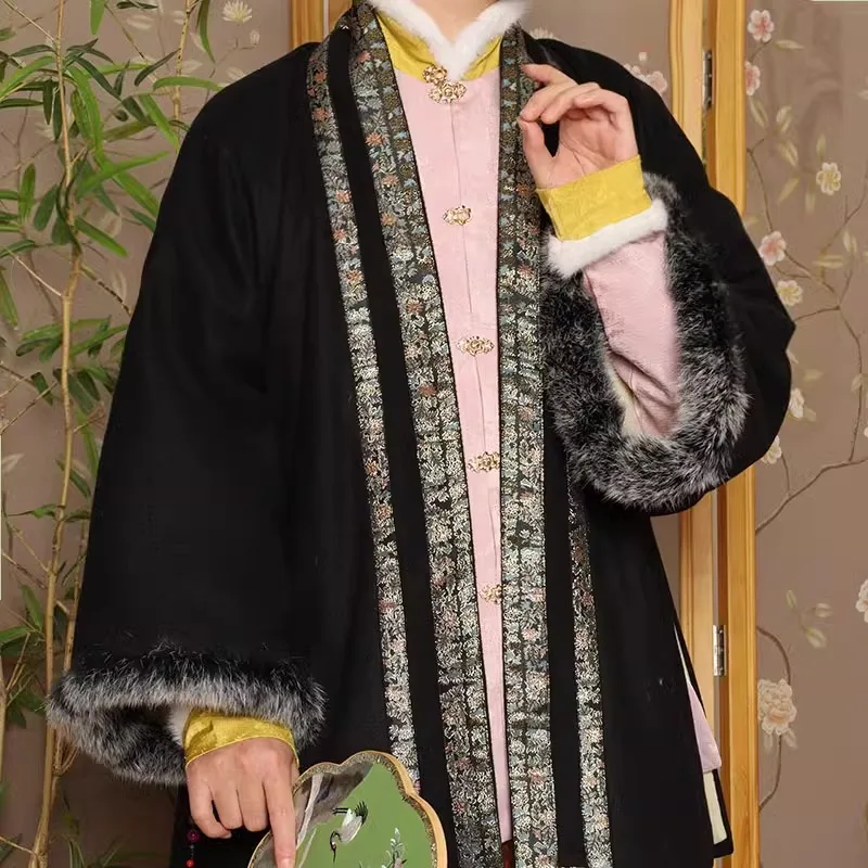 

Утепленное пальто Thiened Golden Tead SONG Dynas Hanfu Jaet с рукавами из натурального меха, универсальное, прямого кроя, с длинными рукавами, средней длины, осенне-зимнее