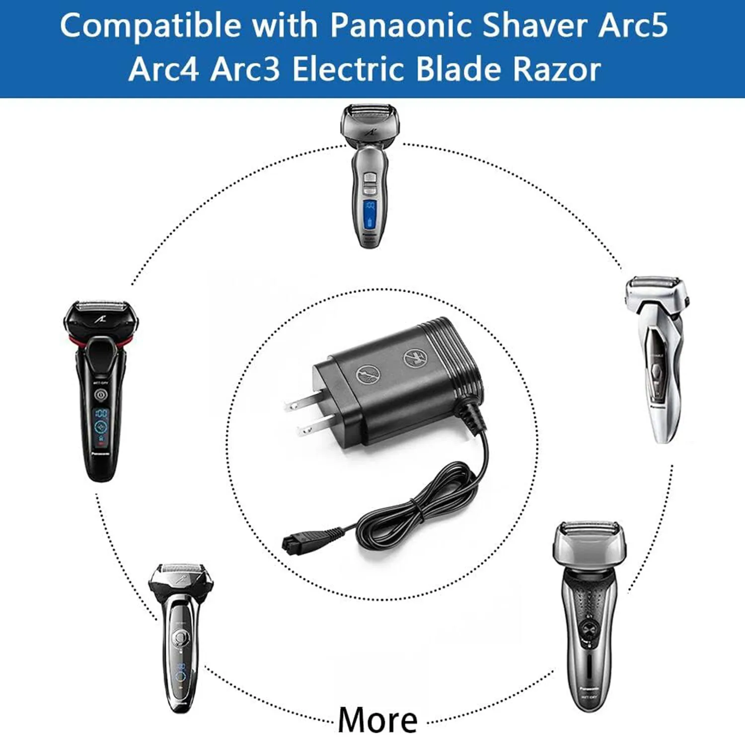 Cargador de repuesto para afeitadora Panasonic Arc5, Compatible con Arc4 Arc3 Wet Dry 3 4 5 cuchilla eléctrica RE7-40 RE7-68