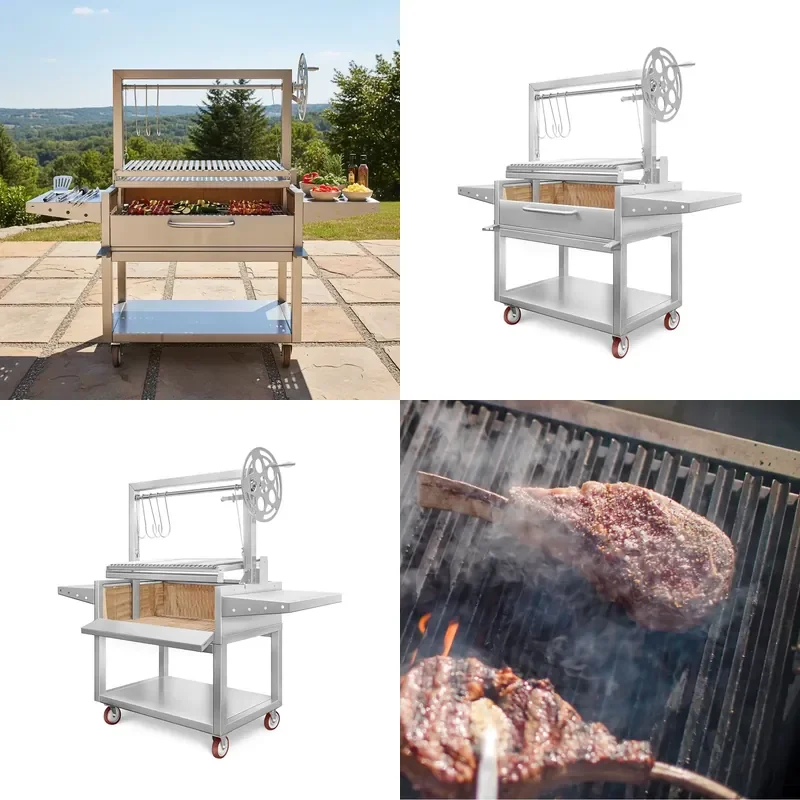 36-Inch Argentinian Side Brasero & Parrilla Grill Combo-Premium Heavy-Duty Hybrid BBQ Grill Station