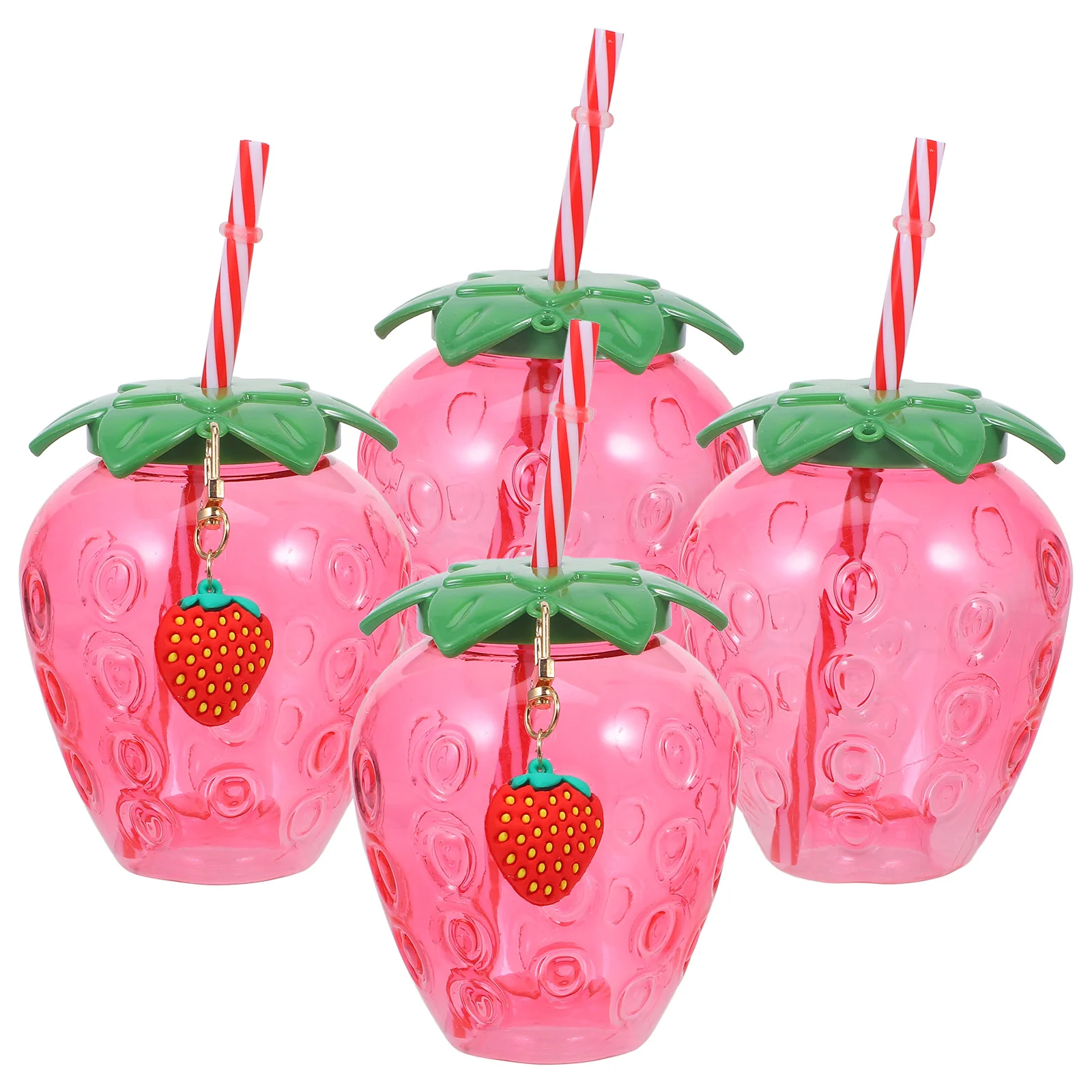 

4 Pcs Lunch Boxes Strawberry Sippy Cup Bottles Can Insulated Cake Milk Drinking Cups Students Pink Plastic Girl