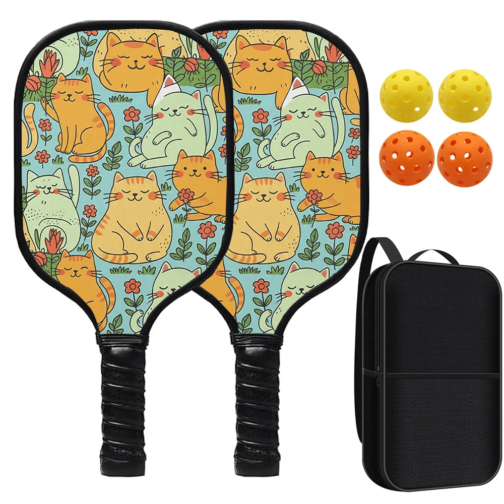 

Pickleball Paddle Set 2PCS with Balls and Bag Fiberglass Rackets Lightweight Non-Slip Grip for Beginners Outdoor Play