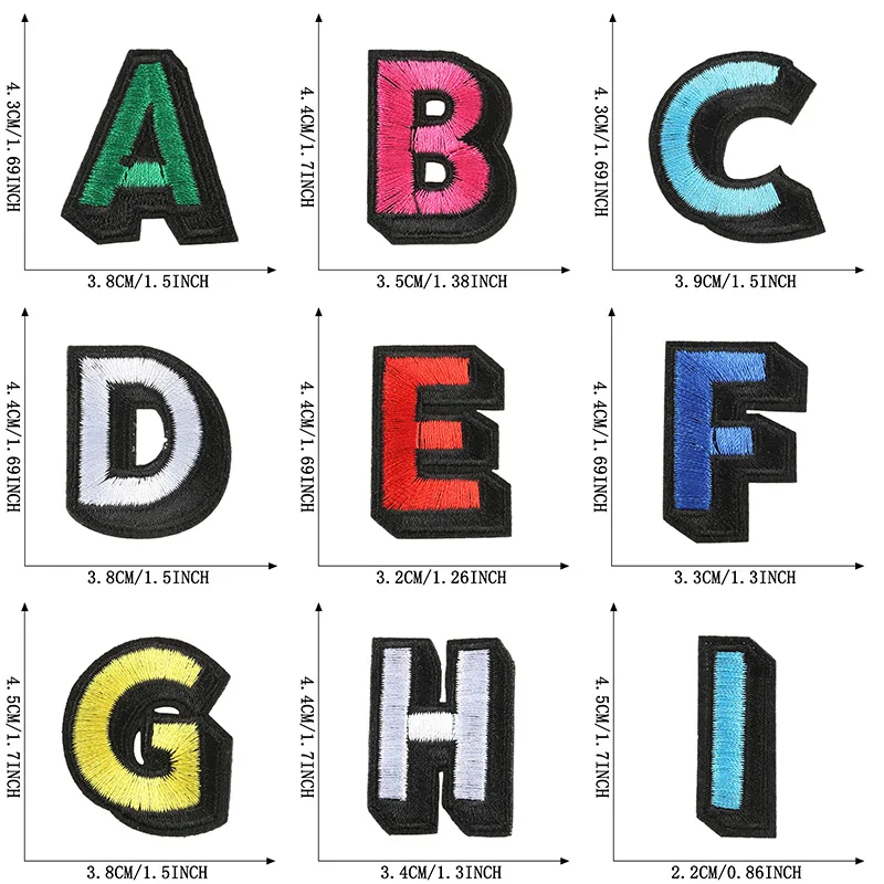 26/pcs/lot Stoffe Buchstaben Streifen Eisen auf Patch für Kleidung Kinder Baby Mini kleine nähen gestickte Alphabet Bulk Parches niedlichen Set – Detail 13