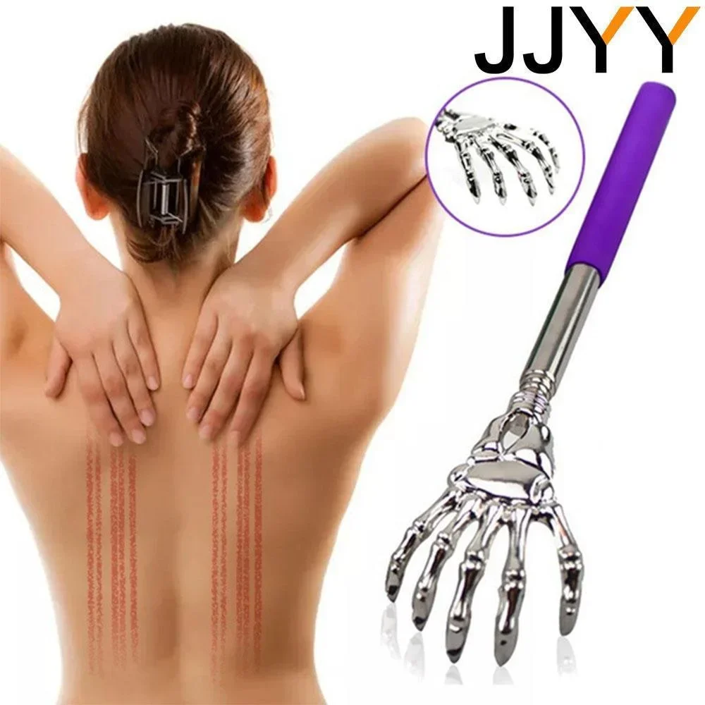 Massageador traseiro retrátil, raspador traseiro de aço inoxidável, bastão de cócoras, ferramenta de massagem portátil para relaxamento